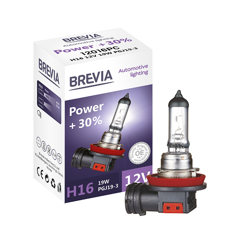 Галогенова лампа Brevia H16 12V 19W PGJ19-3 Power +30% CP Львів - фото 1