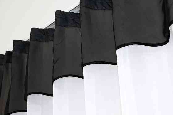 Гардина арка на кухню VR-Textil № 110к белый с черным 270х170 см (52-0316) Киев