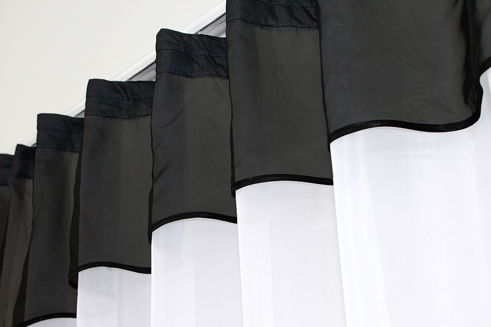 Гардина арка на кухню VR-Textil № 110к белый с черным 270х170 см (52-0316) Киев - изображение 3