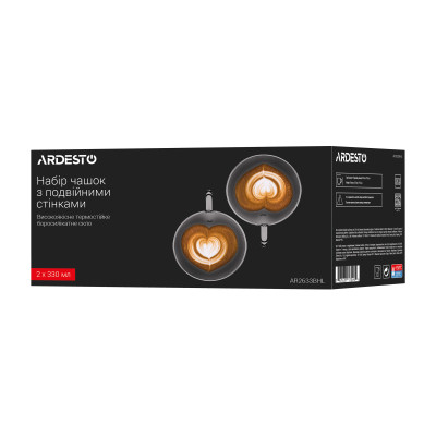 Набір чашок Ardesto BHL 330 мл 2 шт прозорий (AR2633BHL) Вінниця - фото 5