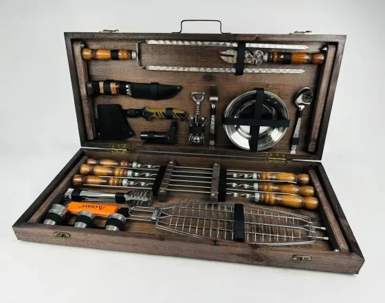 Набори шампурів, Набір шампурів у кейсі "Grill Master Кізляр" Шампури, вертіла Тернопіль