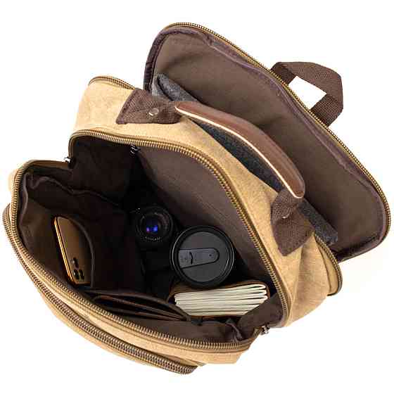 Рюкзак текстильний дорожній унісекс на два відділення Vintage 20616 Бежевий Київ