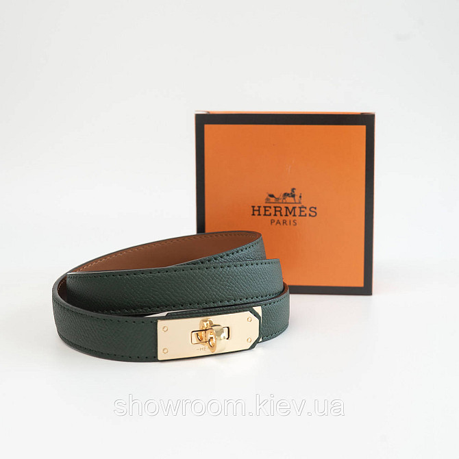 Жіночий ремінь шкіряний Hermes Гермес (280-1) зелений Київ - фото 3