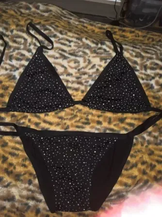 Купальник роздільний з камінцями жіночий one size чорний Київ