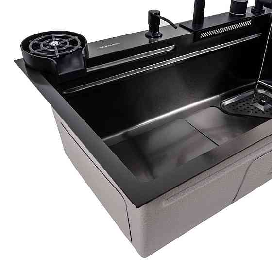 VALESO Кухонна мийка 75*46F чорна PVD Valeso Handmade "Водоспад" Fly rain Киев