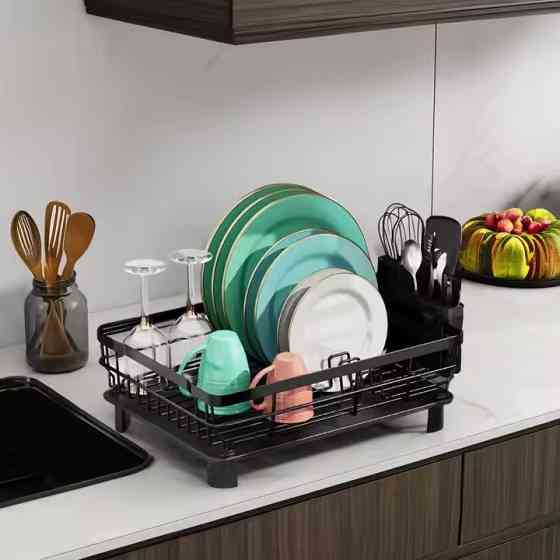 Сушилка на кухню для посуды из нержавеющей стали, настольная, стеллаж для сушки посуды под мойку,черный Каменец-Подольский