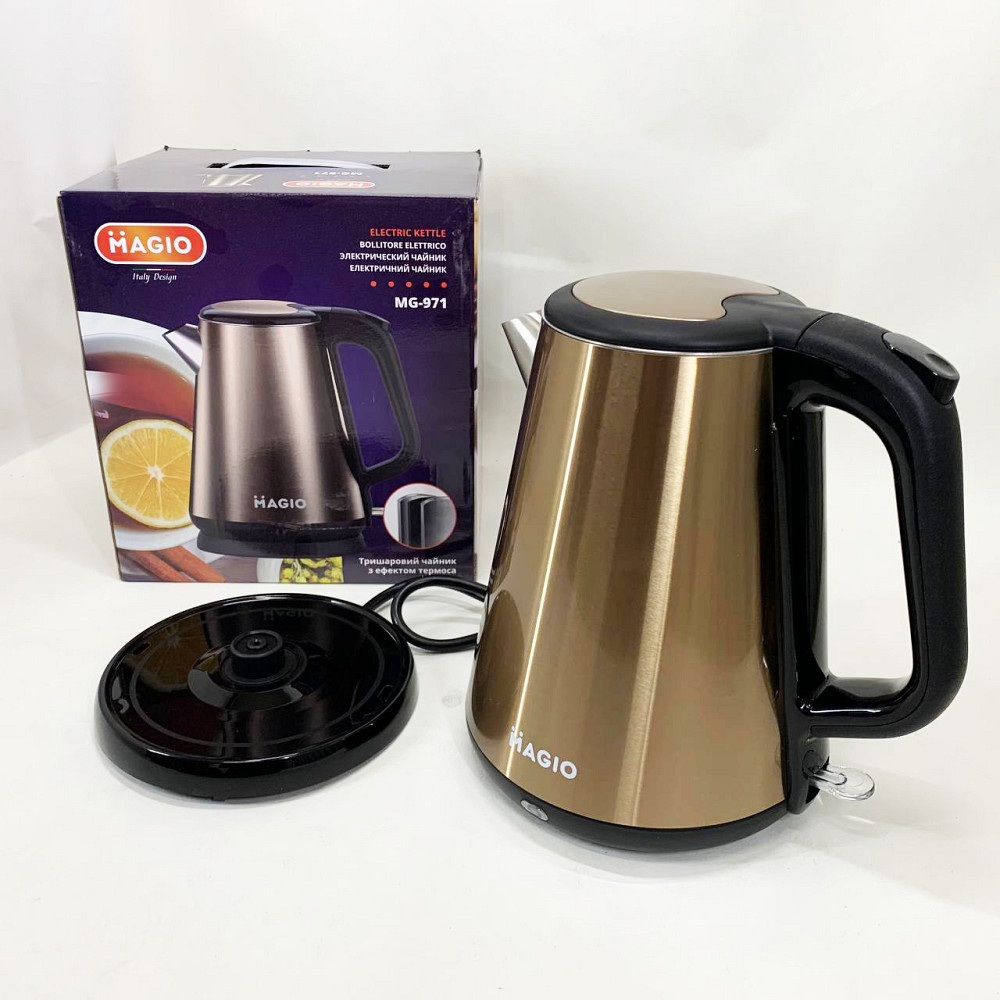 Електрочайник нержавіюча сталь MG-971, Чайники металеві з нержавіючої сталі, Чайник електричний модний SM-56 Львів - фото 3