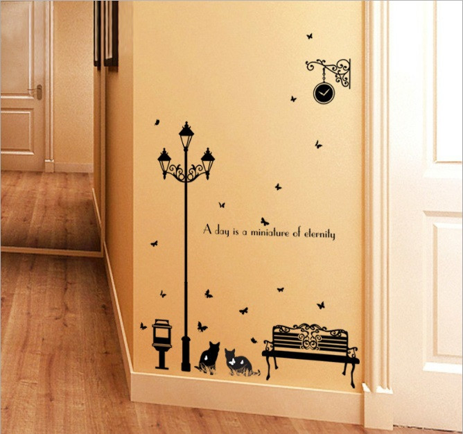 Интерьерная наклейка в комнату Фонарь и коты Киев - изображение 8