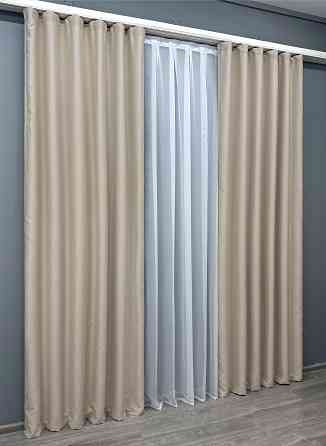 Комплект готовых штор VR-Textil Блэкаут двусторонний Eclipsе № 1789ш Бежевый 200х270 см 2 шт (32-106) Киев