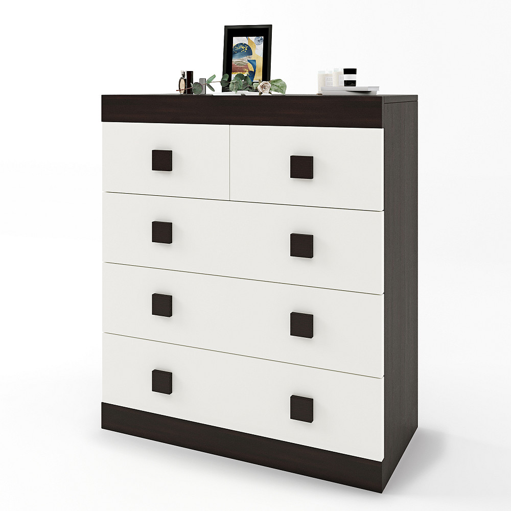 Комод для речей Еверест на 5 ящиків Соната-3 80х38х94 венге + білий (DTM-2603) Львів - фото 2