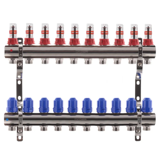 Колекторний блок з витратомірами Koer KR.1110-10 1"x10 ways (KR2647) Київ