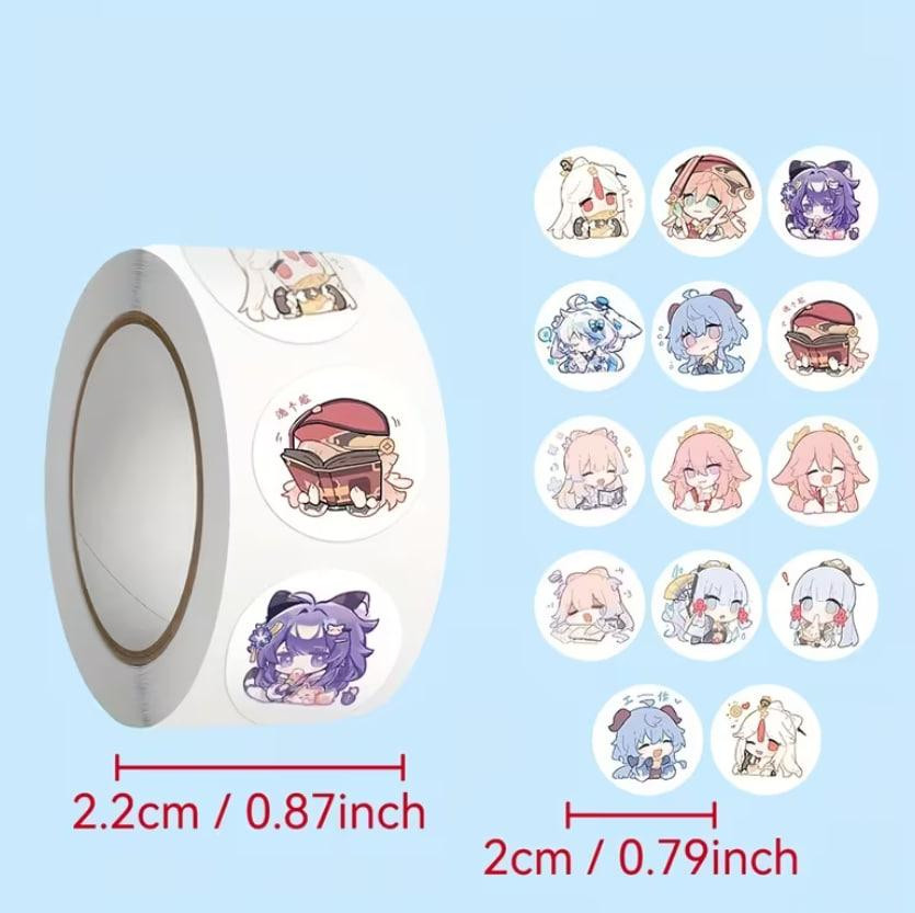 Набор наклеек Genshin Impact – 500 шт (14 дизайнов) мультяшных наклеек в рулоне Киев - изображение 14