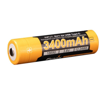 Акумулятор 18650 Fenix ​​3400mAh 3.6V Li-ion із Type-C зарядкою (Чорно-жовтий) Вінниця - фото 4