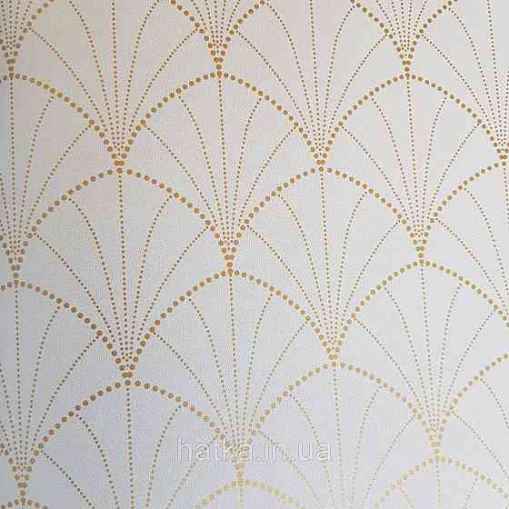 Шпалери вінілові на флізелін Caselio The Place to bed 0.53х10 м геометрія фігури золотисті смуги на блакитному Київ