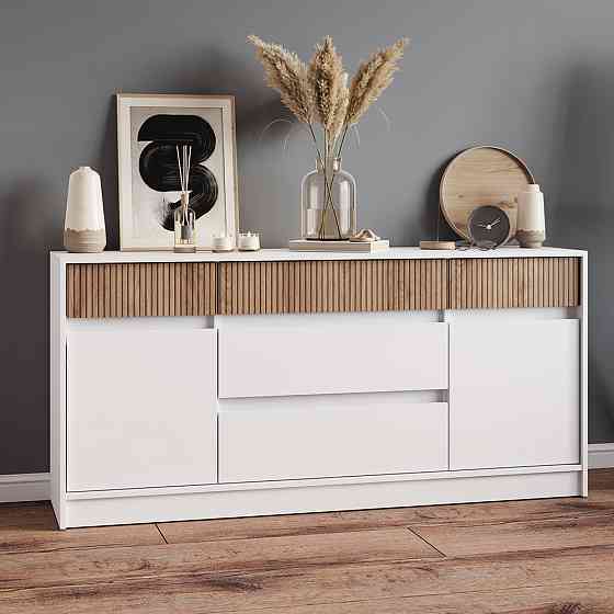 Большой комод с дверями и ящиками Эверест Стайл-1600 160,2х39х75,4 см Нимфея Альба (белый)/Канелла (DTM-073571) Львов