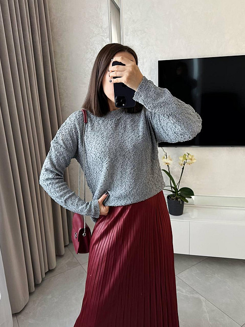 Женский уютный свитер свободного кроя хлопок 40%, полиэстер 60% Серый Одесса - изображение 1