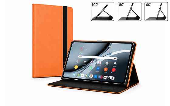 Чохол-книжка PlastGuard для Google Pixel Tablet 2023  – еко-шкіра, рамкова фіксація планшета, колір Чорний Помаранчевий Київ