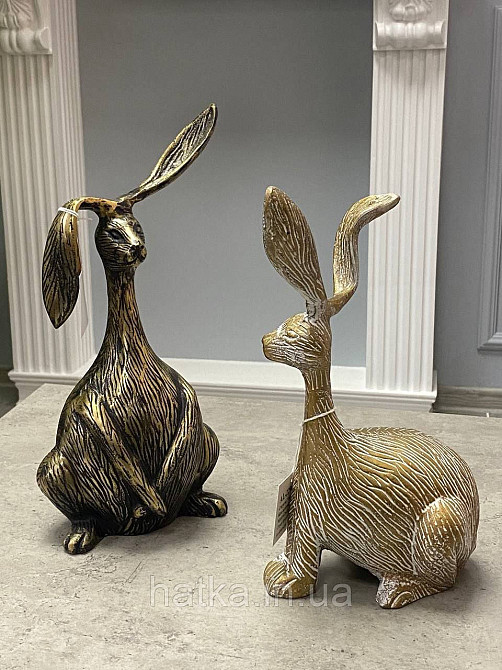 Статуэтка «Зайчик» 18х13х33 см  металл черно-золотой Киев - изображение 4