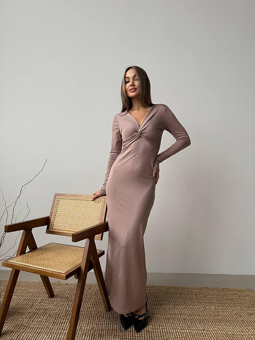 Стильне жіноче плаття максі з вирізом на грудях мікродайвінг Моко, 46-48 Одеса - фото 7