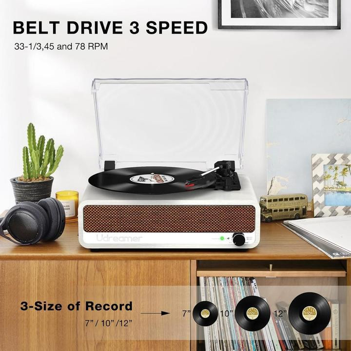 Виниловый ретро-проигрыватель Udreamer UD002 с функцией Bluetooth USB и динамиками Днепр - изображение 7
