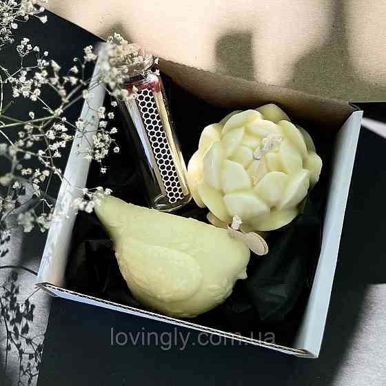 Преміум подарунковий набір зі свічками ручної роботи, вовняним пледом і натуральним чаєм Ірпінь