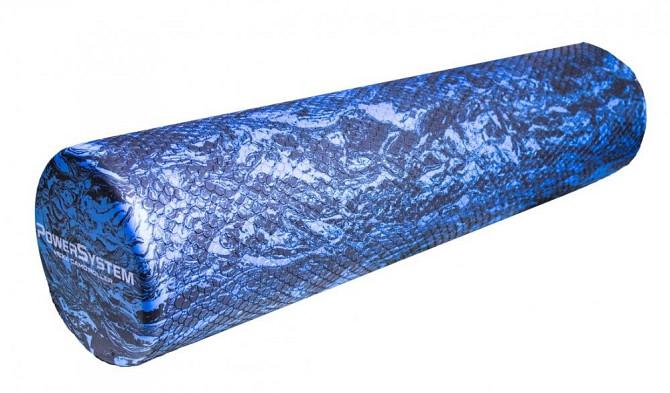 Масажні ролики гладкі Power System PS-4089 Hexa Camo Roller Black/Blue (60x15см.) Кам'янське - фото 1