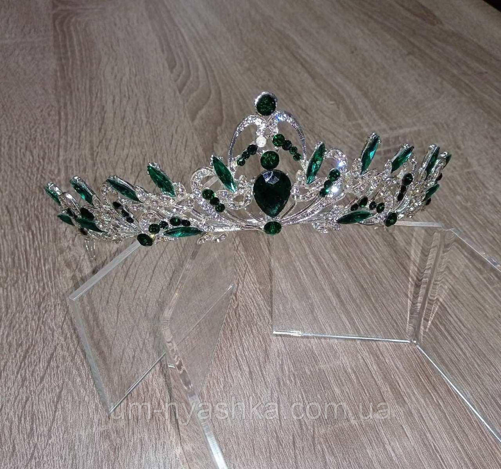 Диадема на обруче Корона изумрудная с камнями Кривой Рог - изображение 1