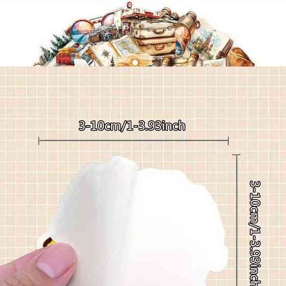 Набір прозорих стікерів 50 шт. у ретро-стилі з подорожами – вінтажні наклейки для декору Київ