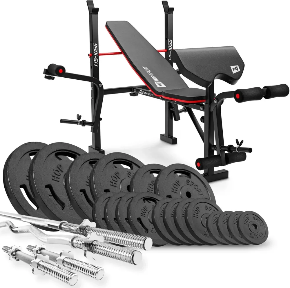 Тренажер Hop-Спорт Hop Спорт Zestaw Kulturystyczny Strong 146Kg Z Ławką Hs 1055 Czarny Киев - изображение 1