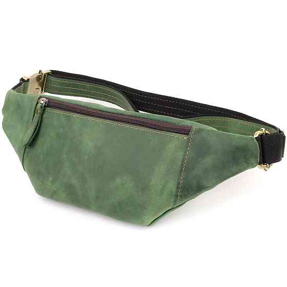 Модная сумка-бананка для мужчин из натуральной винтажной кожи Зеленый (SHVIGEL) Киев