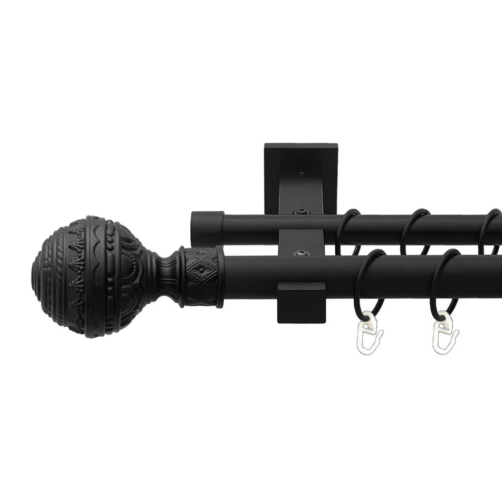 Карниз Orvit Арабеска металевий дворядний техно гладка труба кільце металеве Чорний Оксамит 25\19 мм 200 см Львов - изображение 1