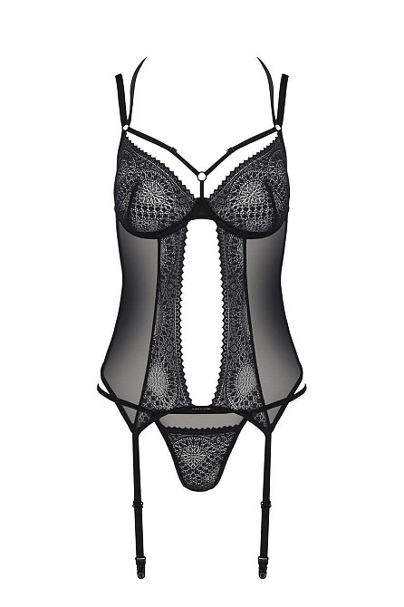 Корсет Passion DROSERA CORSET black, XXL/XXXL, с креплениями для чулок, трусики в комплекте Sex Aura Киев - изображение 3