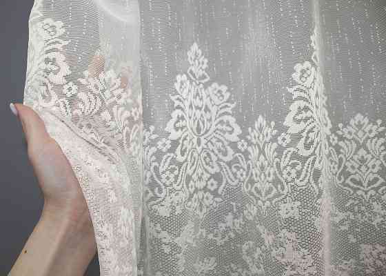 Тюль из ткани жаккард, цвет кремовый 1422т Киев