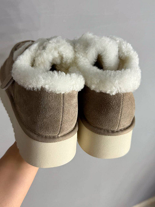 Ботинки женские Hengji 720-5 угги замшевые на меху с липучкой бежевые, 37, 23,5 см Киев - изображение 5