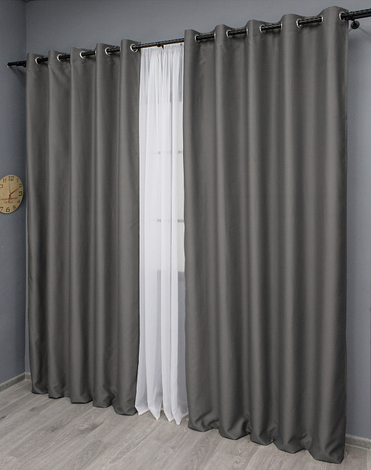 Комплект штор на люверсах VR-Textil Midnight № 1671ш 150х270 см 2 шт Серый (37-0208) Киев - изображение 4