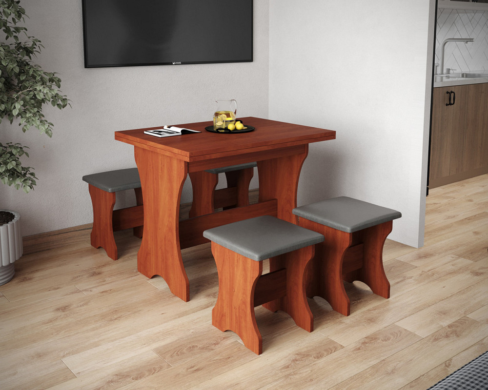 Табурет с мягким сиденьем, табуретка на кухню Ткань Мальмо (серый) ДСП Дуб Яблоня Львов - изображение 3