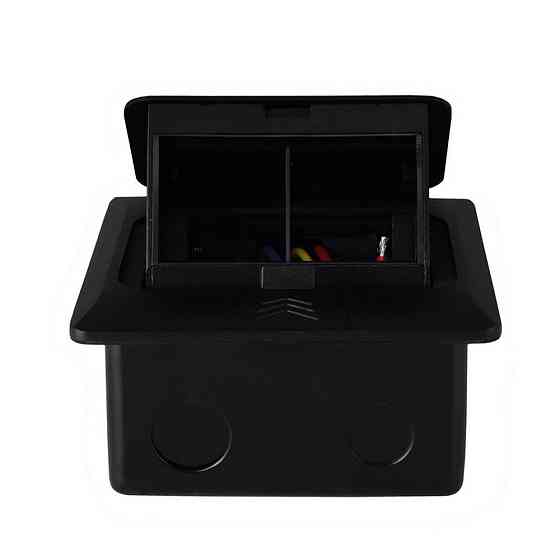 Розетковий люк підлоговий LIVOLO чорний, вбудований у підлогу, пустий корпус без розеток для наповнення будь-якими модулями, з кришкою, IP44, алюміній Коломыя