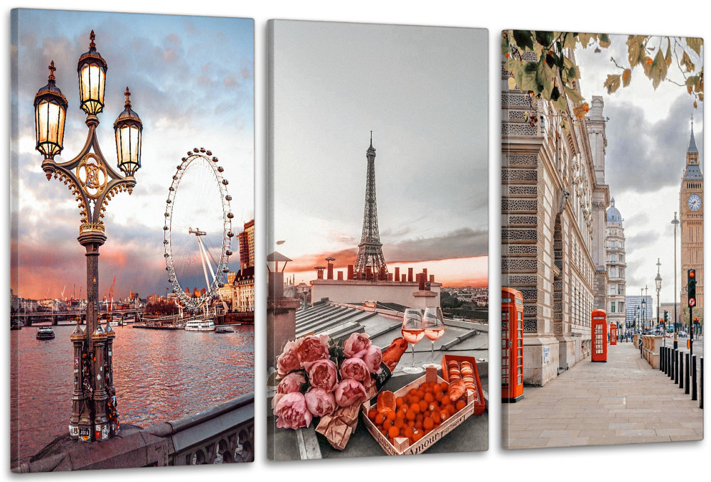 Модульная картина в гостиную / спальню Естетика міст    ART-014_3A 70х130 см Киев - изображение 1