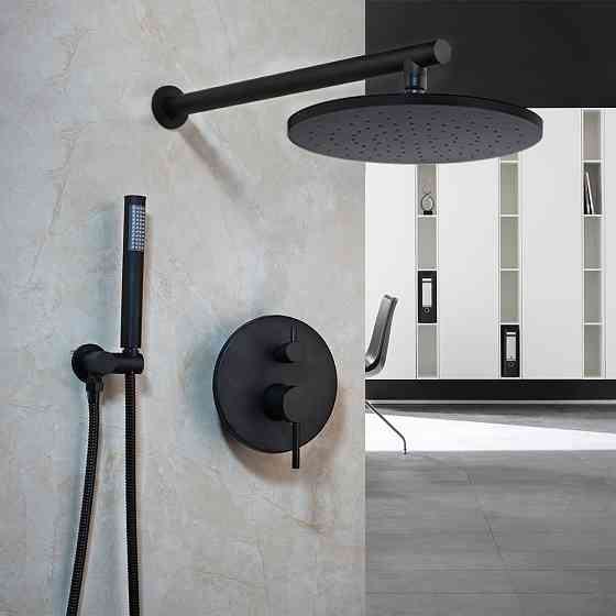 Душевой гарнитур 2 в 1 WanFan душевая система из латуни, стационарный душ кран Черный Каменец-Подольский