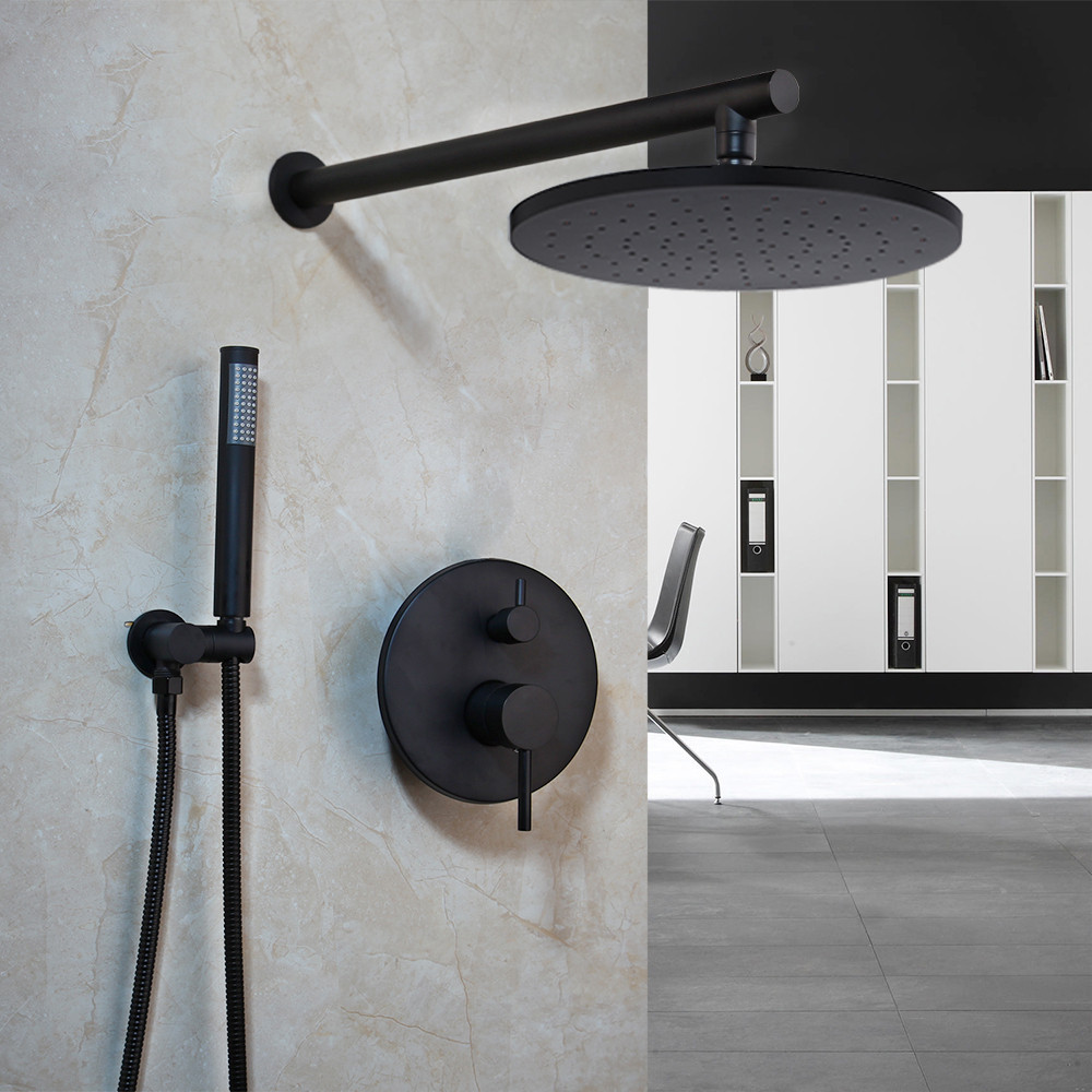 Душевой гарнитур 2 в 1 WanFan душевая система из латуни, стационарный душ кран Черный Каменец-Подольский - изображение 1