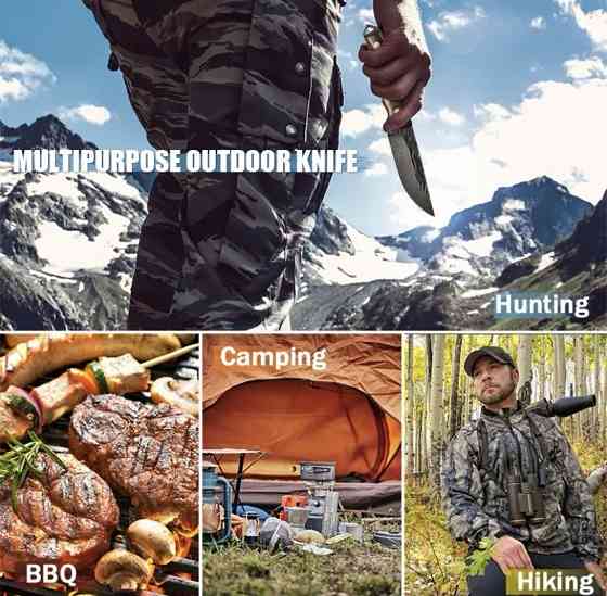 Походний ніж, ніж для полювання, рибацький ніж, ніж для кемпінга та природи, 20 см, нержавіюча сталь, коричневий Київ