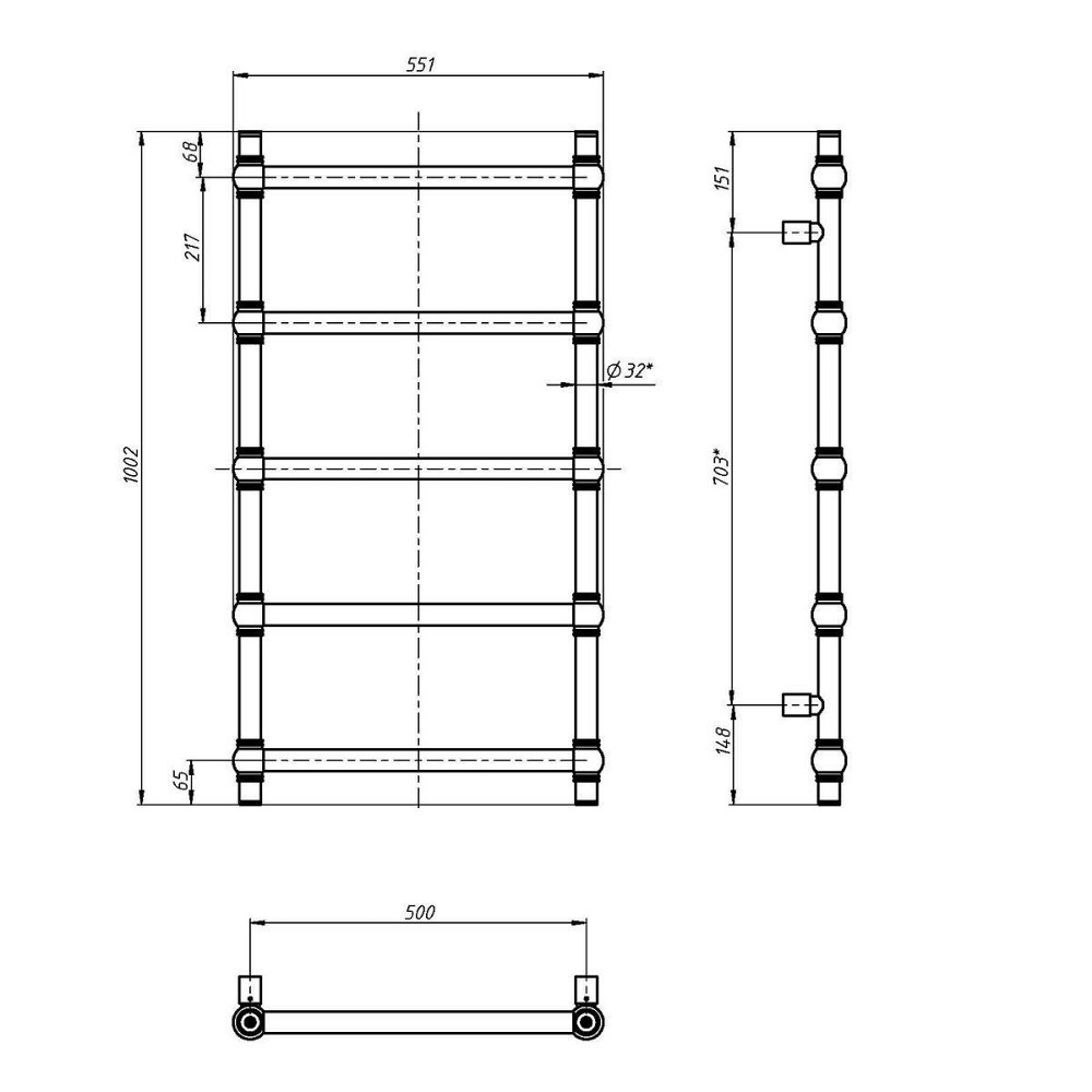 Водяной полотенцесушитель Navin Retro 500х1000 Бронза Киев - изображение 5