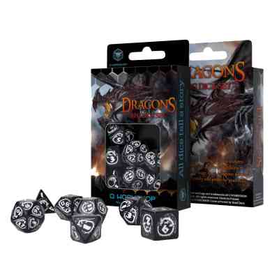 Набір кубиків для настільних ігор Q-Workshop Dragons Black white Dice Set (7 шт) (SDRA05) Вінниця