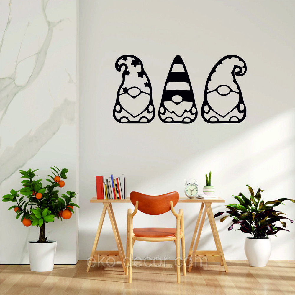 Декоративное настенное Панно «Гномики» Декор на стену 70*42 см-3шт, Черный Киев - изображение 3