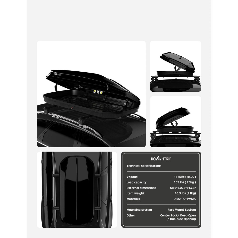 Багажник на крышу ROAHTRIP Titan213B ABS+PC 450 л открывание на две стороны 210*88*41CM Киев - изображение 3