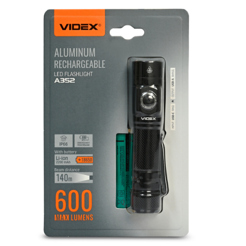 Ліхтарик LED портативний 600Lm 5000К VLF-A352 Videx Житомир