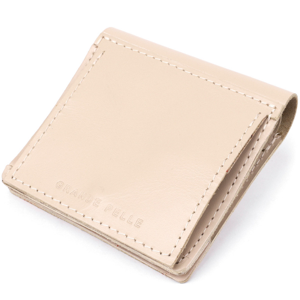 Оригинальное женское портмоне с монетницей Бежевый (GRANDE PELLE) Киев - изображение 12