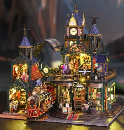 3D Румбокс DIY Поєднане місто на залізничних коліях + Пилозахисний купол ES019-B Київ