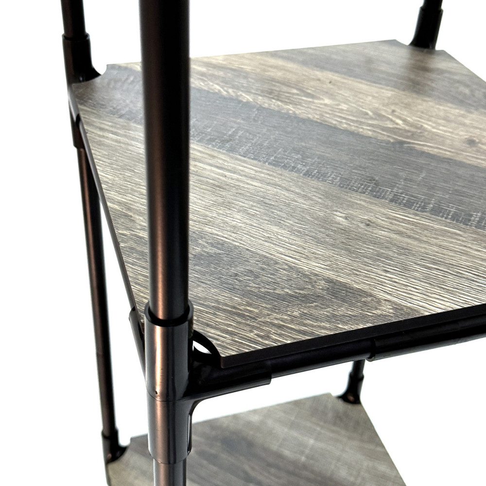 Металева підлогова полиця-стелаж для рослин Troya, Зх рівнева чорна H=1,45м МДФ ламіновані полички Бориспіль - фото 9