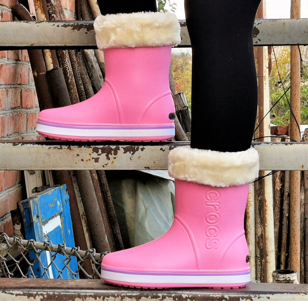 Жіночі Гумові Напівчоботи CROCS Рожеві Чоботи Крокси Теплі Зимові (розміри: 36,37,38,40,41) - 23 Дніпро - фото 5